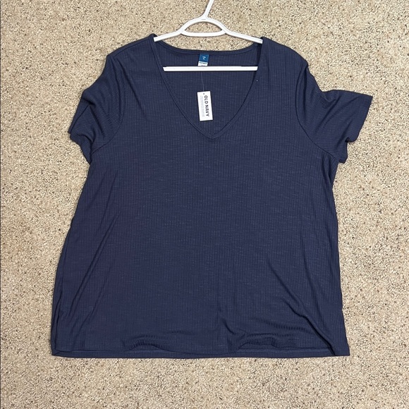 Old Navy Luxe Navy Blue V-Neck T-Shirt - Picture 1 of 2